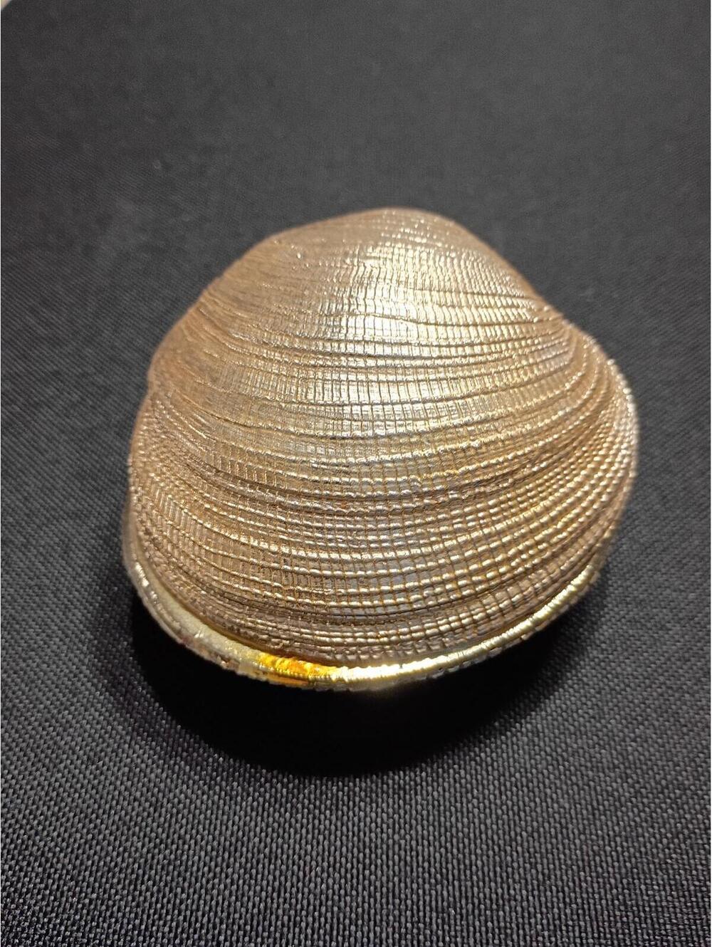 Vintage Gold Tone Clam Shell Jewelry Box